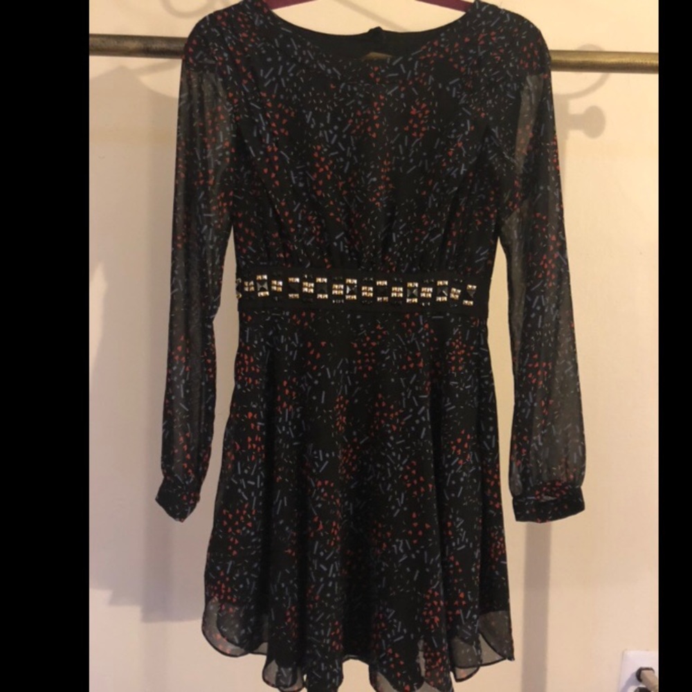 BCBG Printed dress with studded waist